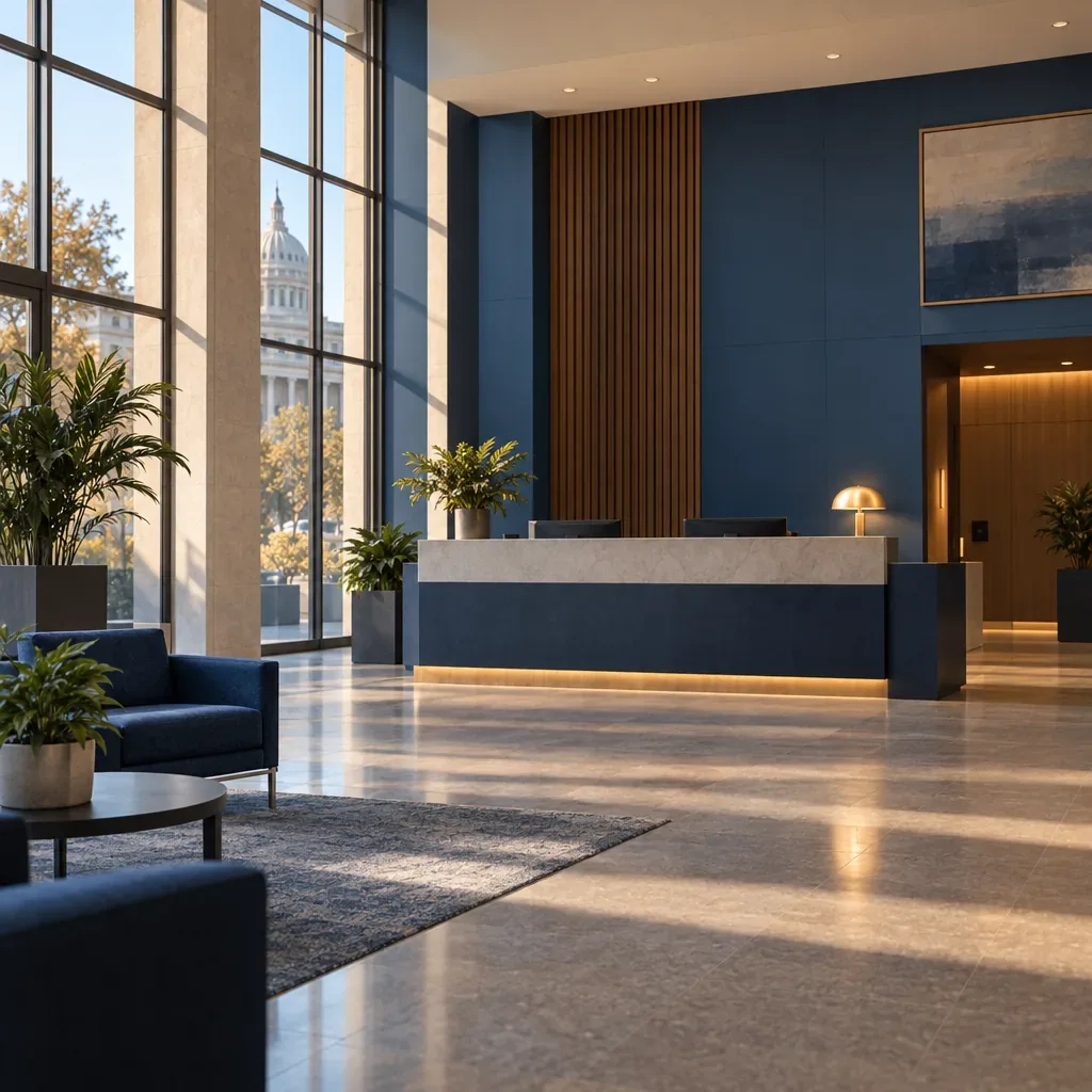 Illustration of a generic government office lobby